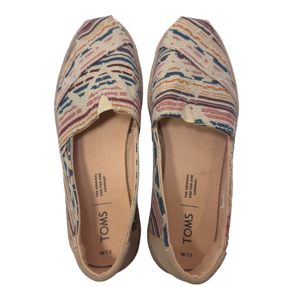 TOMS Women's Espadrille‎ Slip On Shoes Multi Color Woven Size 7.5